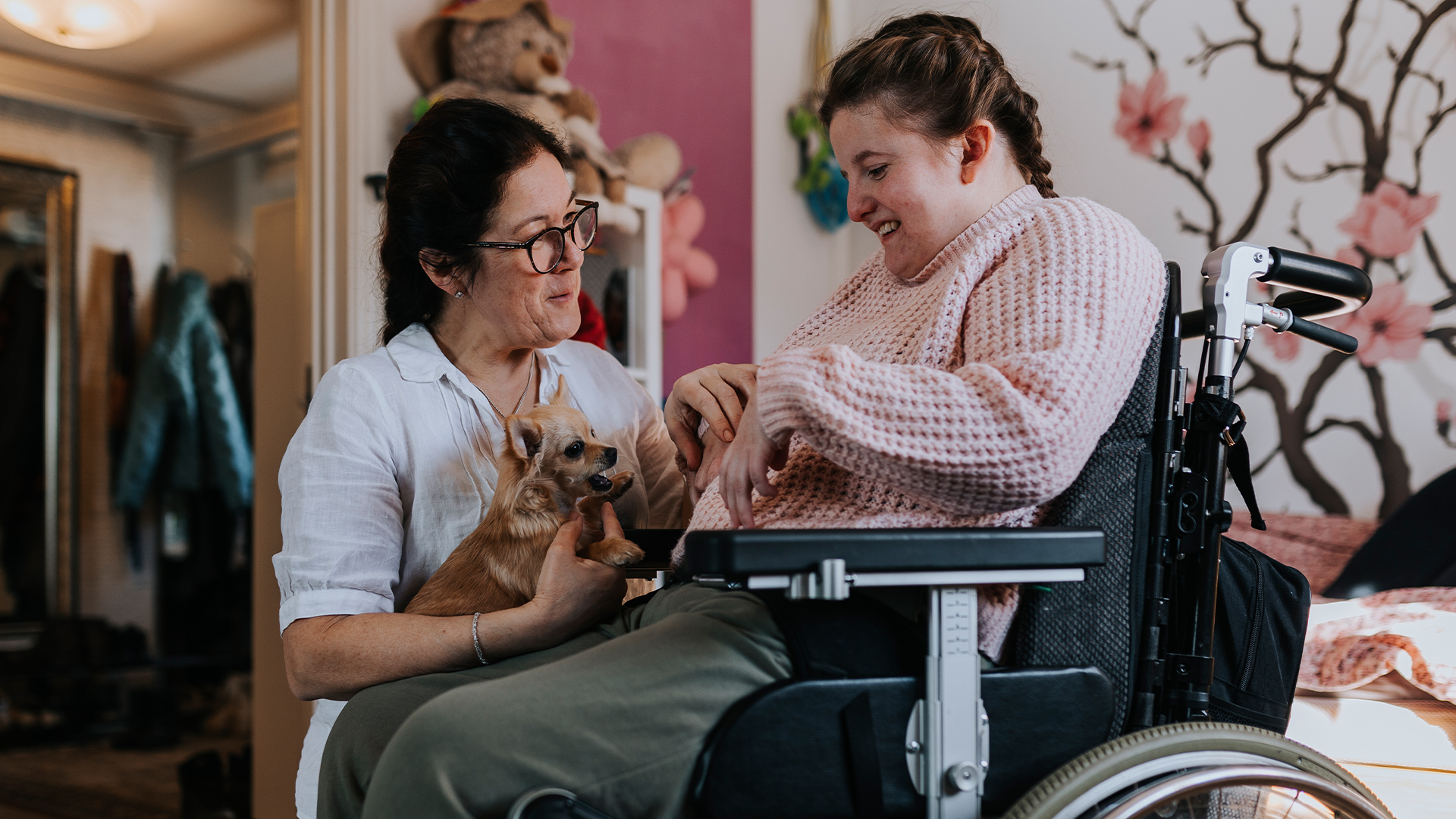 Woman caring for woman with special needs