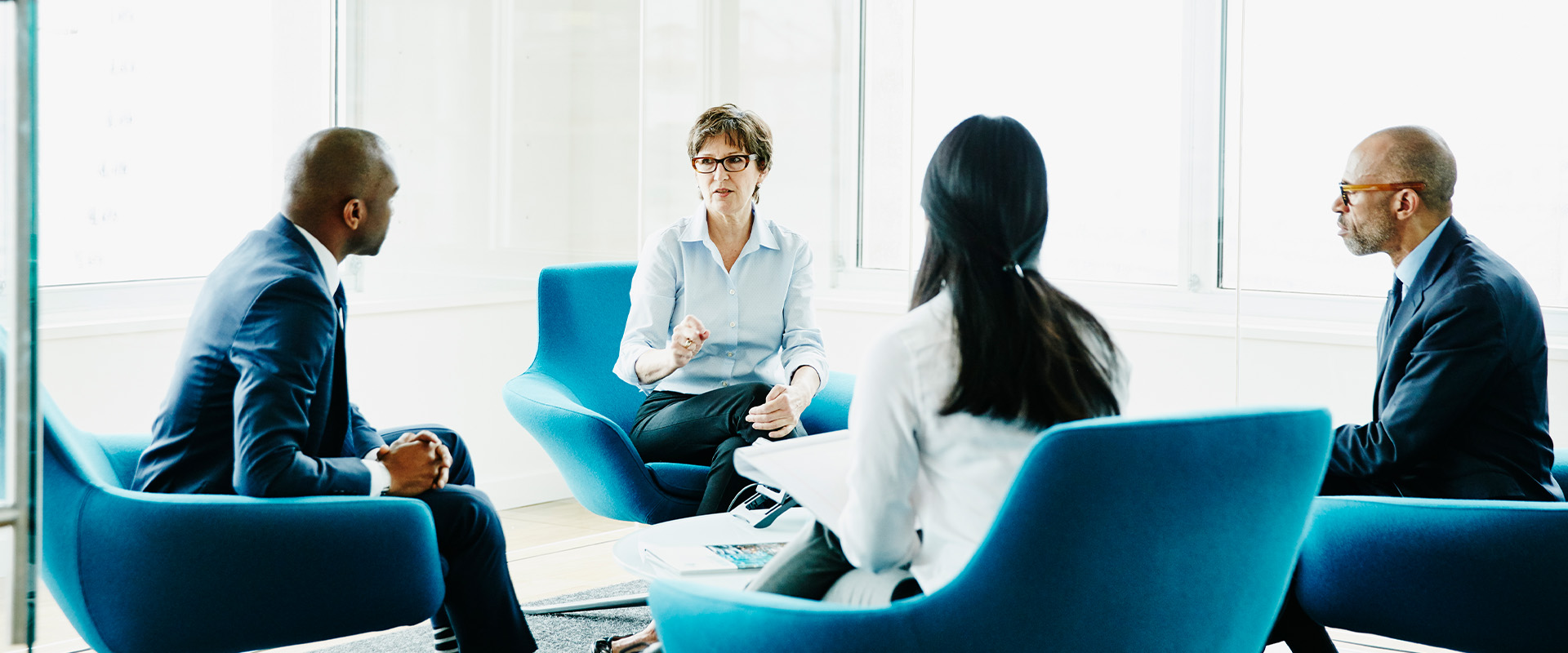 Group of coworkers having a meeting together