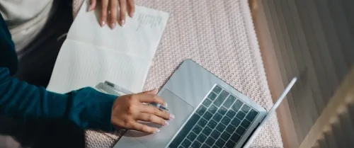 Woman working on her laptop